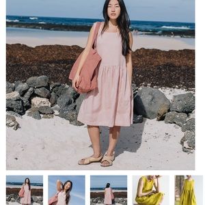 NotPerfectLinen midi smock loose linen cornflower blue. Brand new